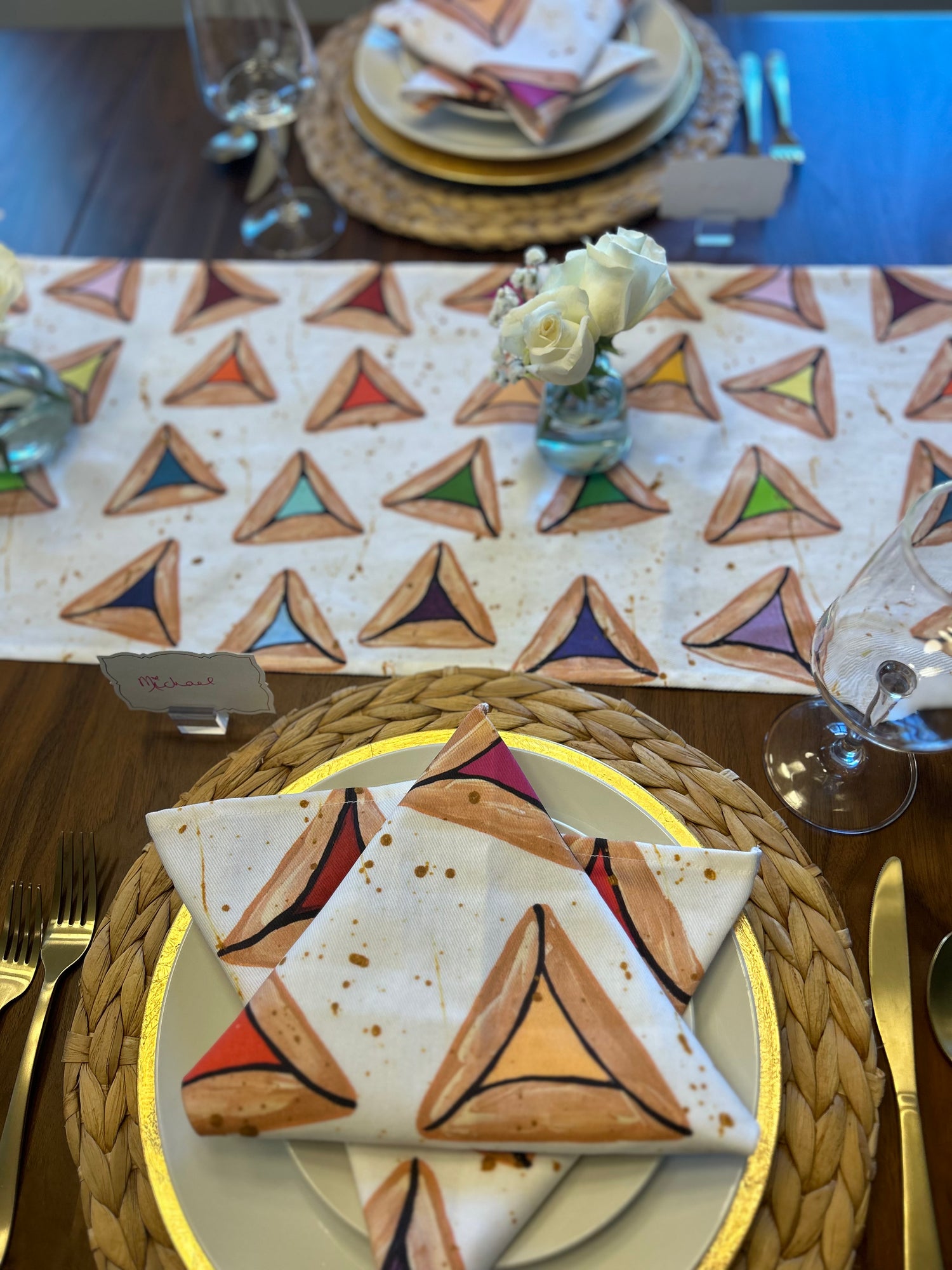 Rainbow Hamantaschen Table Runner