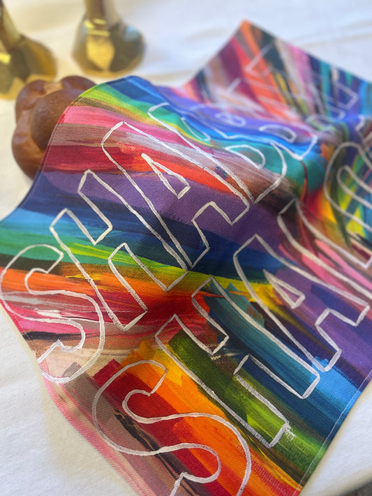 Rainbow Shabbat Shalom | Challah Cover