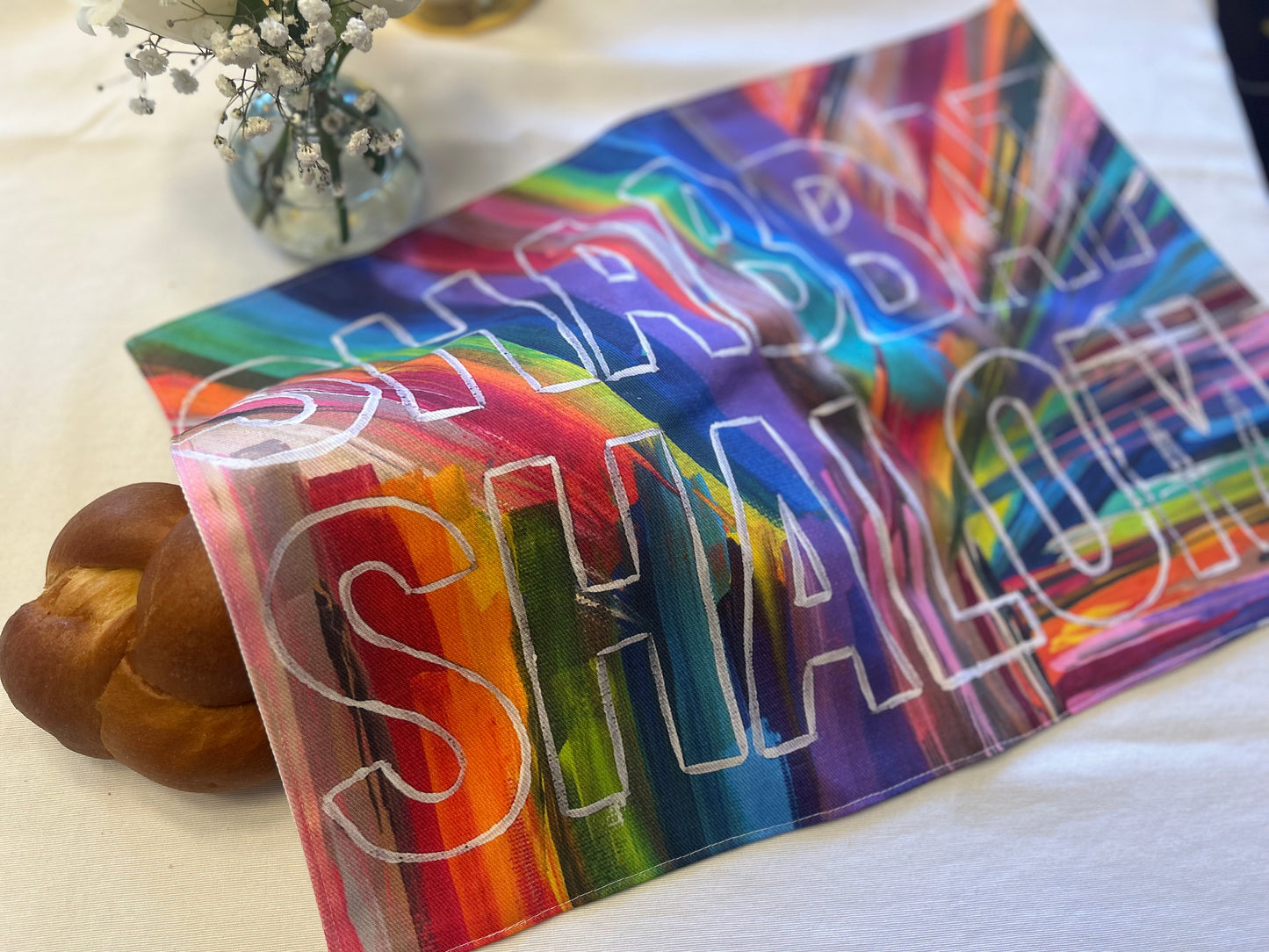 Rainbow Shabbat Shalom | Challah Cover