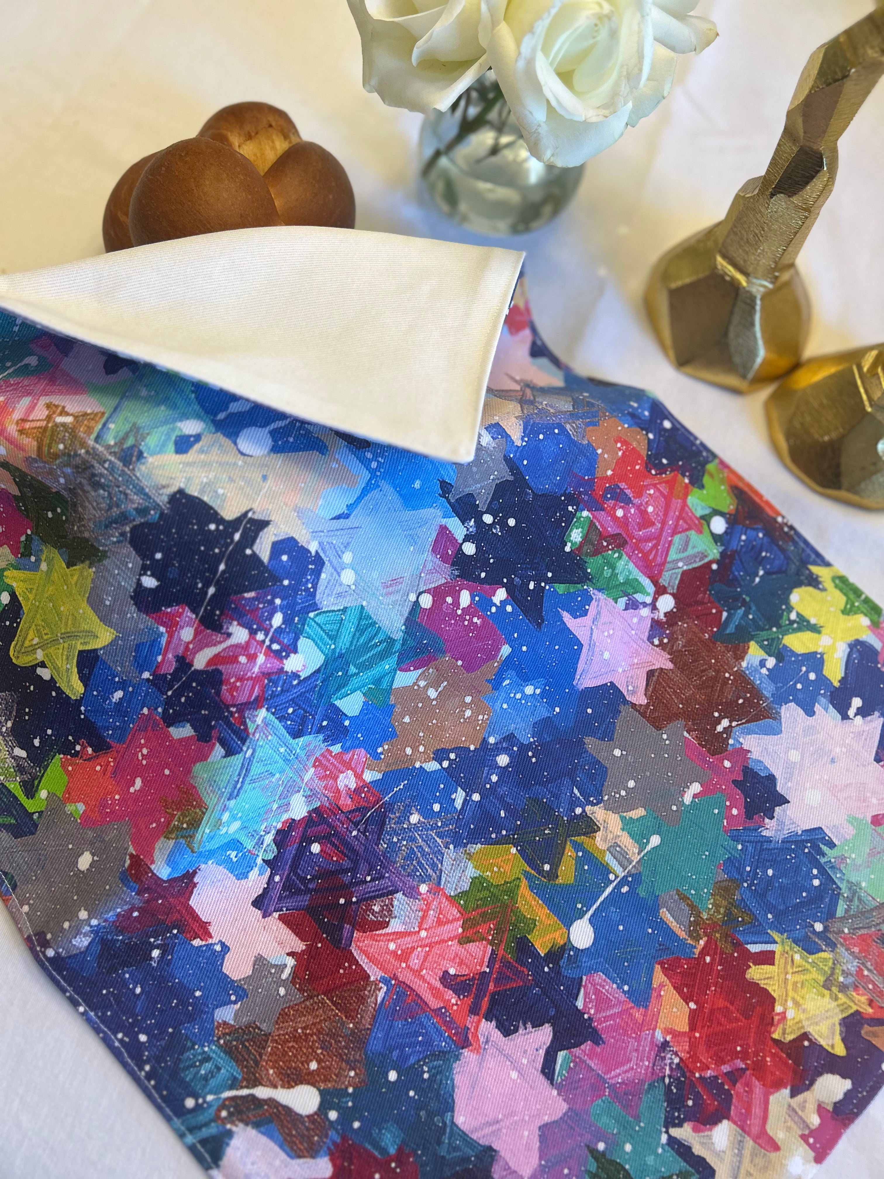 Jewish Stars Splatter | Challah Cover