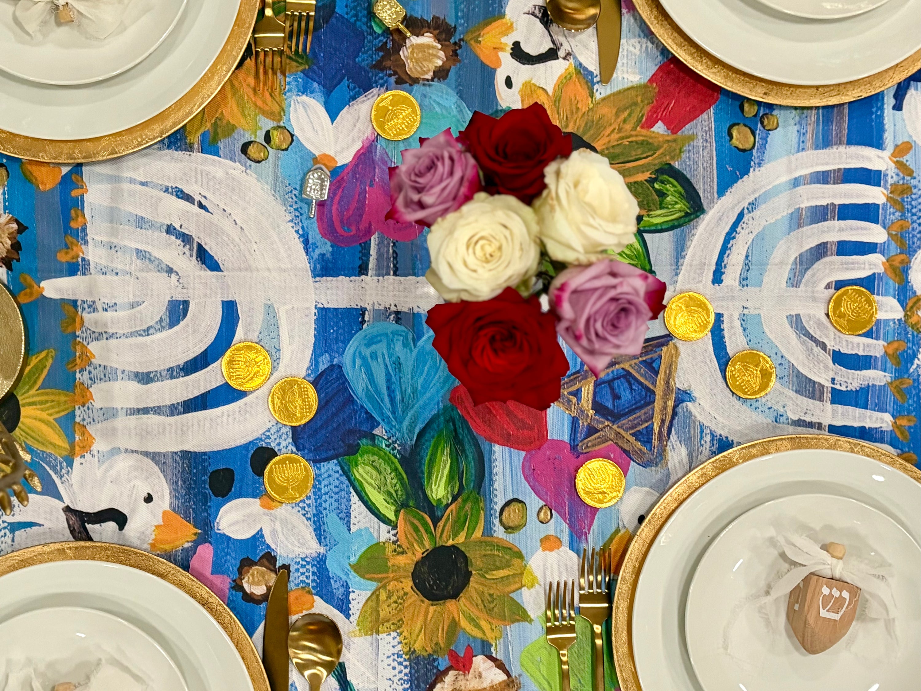Hanukkah in Bloom Tablecloth