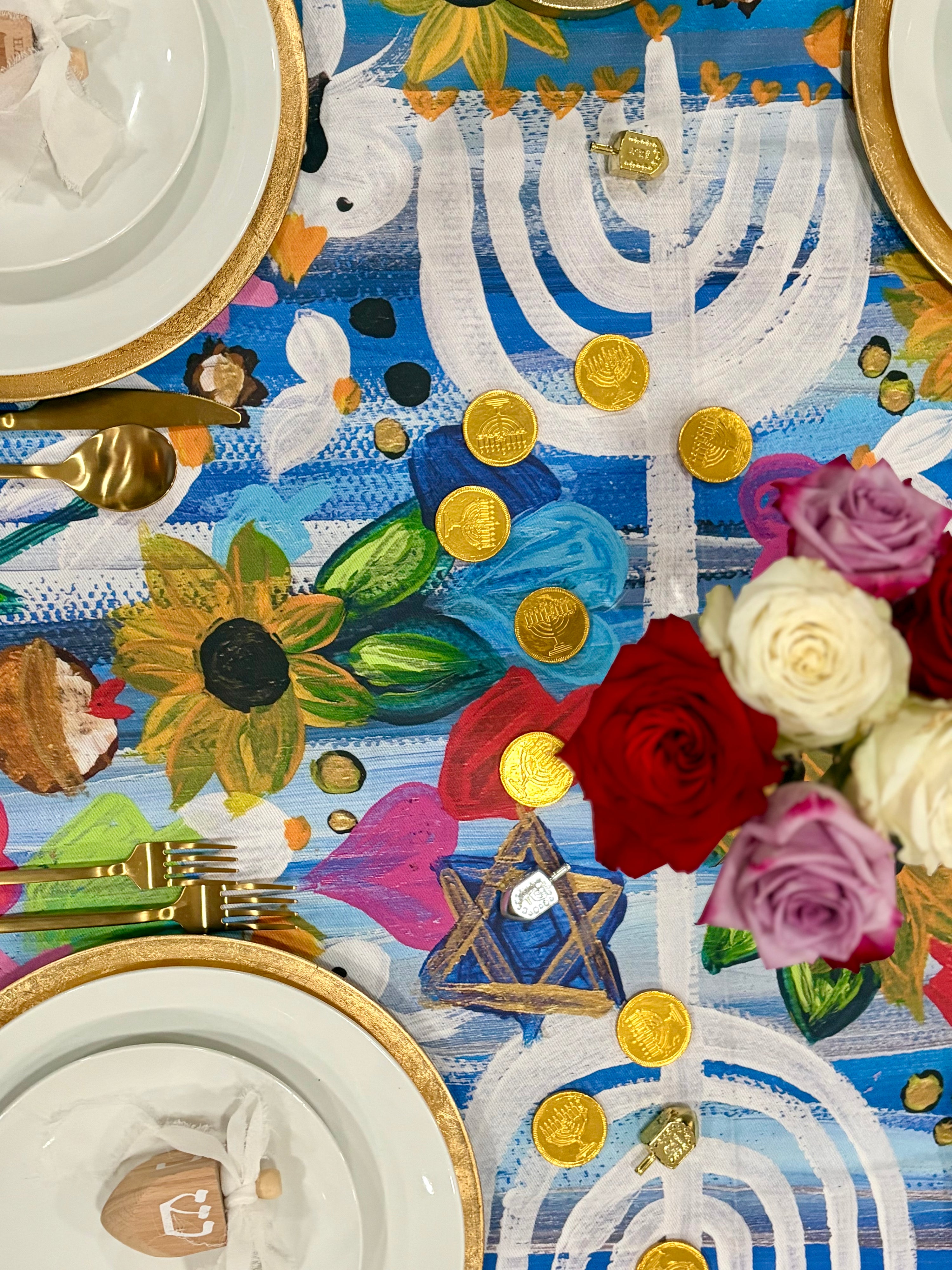 Hanukkah in Bloom Tablecloth