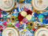 Hanukkah Garden Party Tablecloth on a set holiday table.