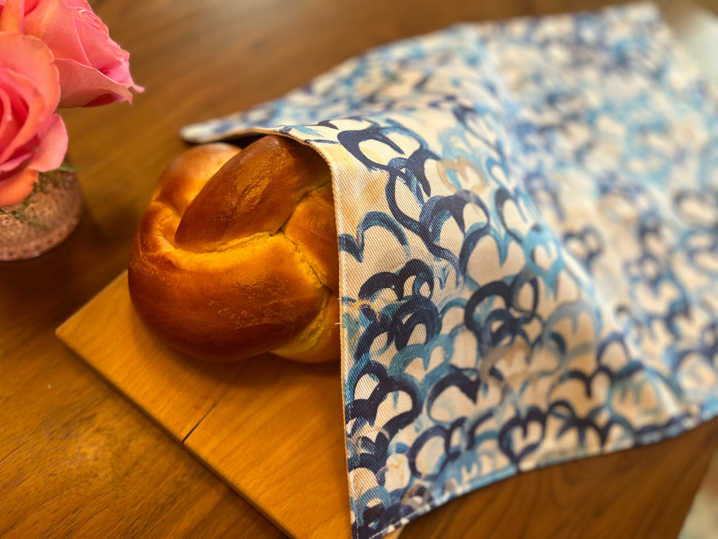 Blue Hearts Challah Cover