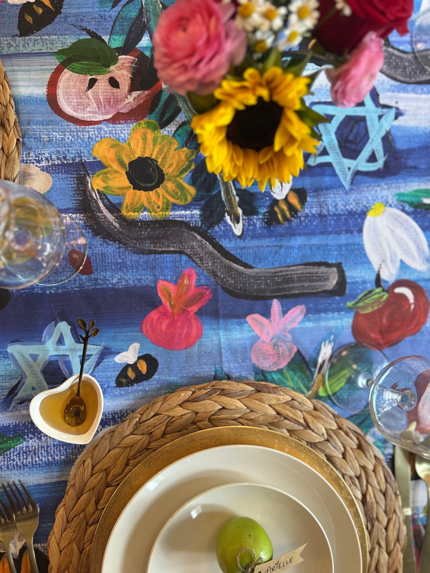 Rosh Hashanah Garden Party Tablecloth
