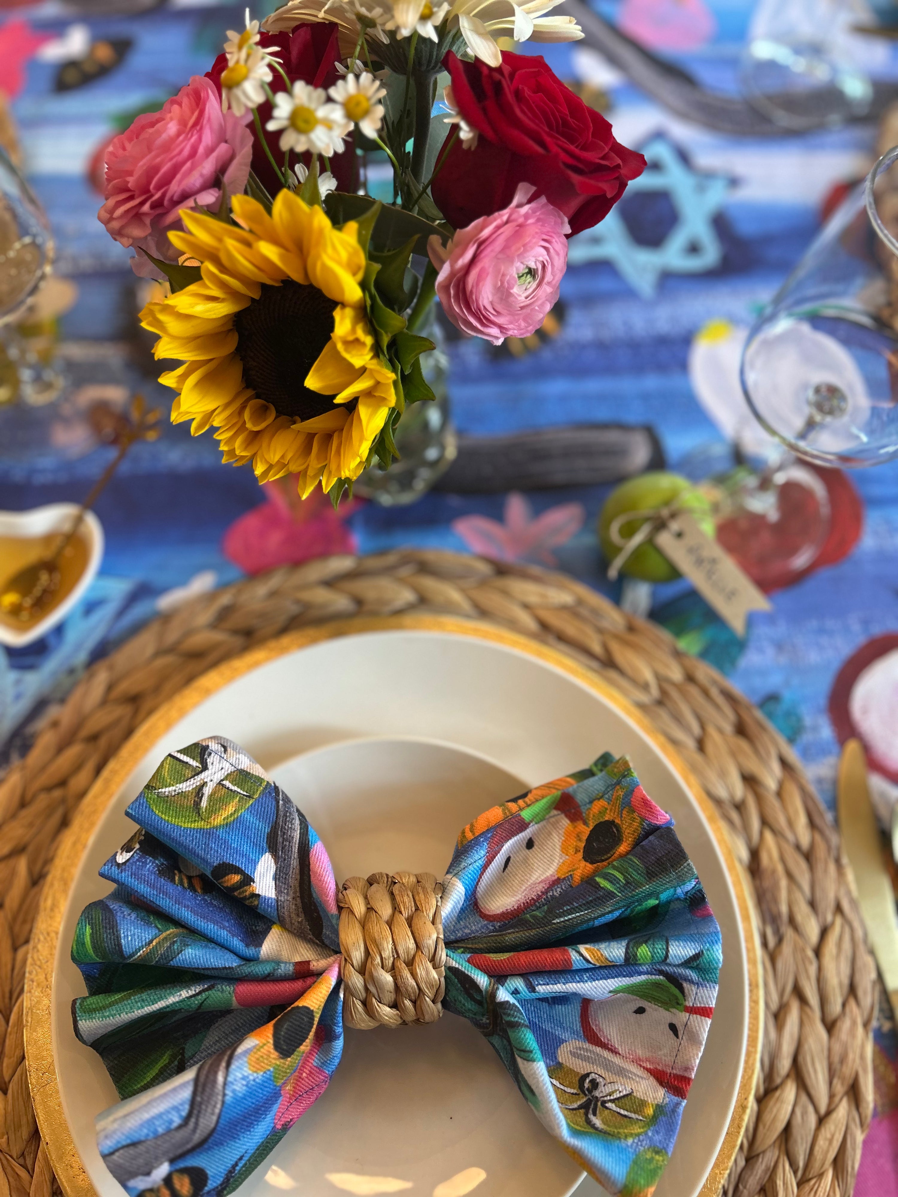 Rosh Hashanah Garden Party Cloth Napkins