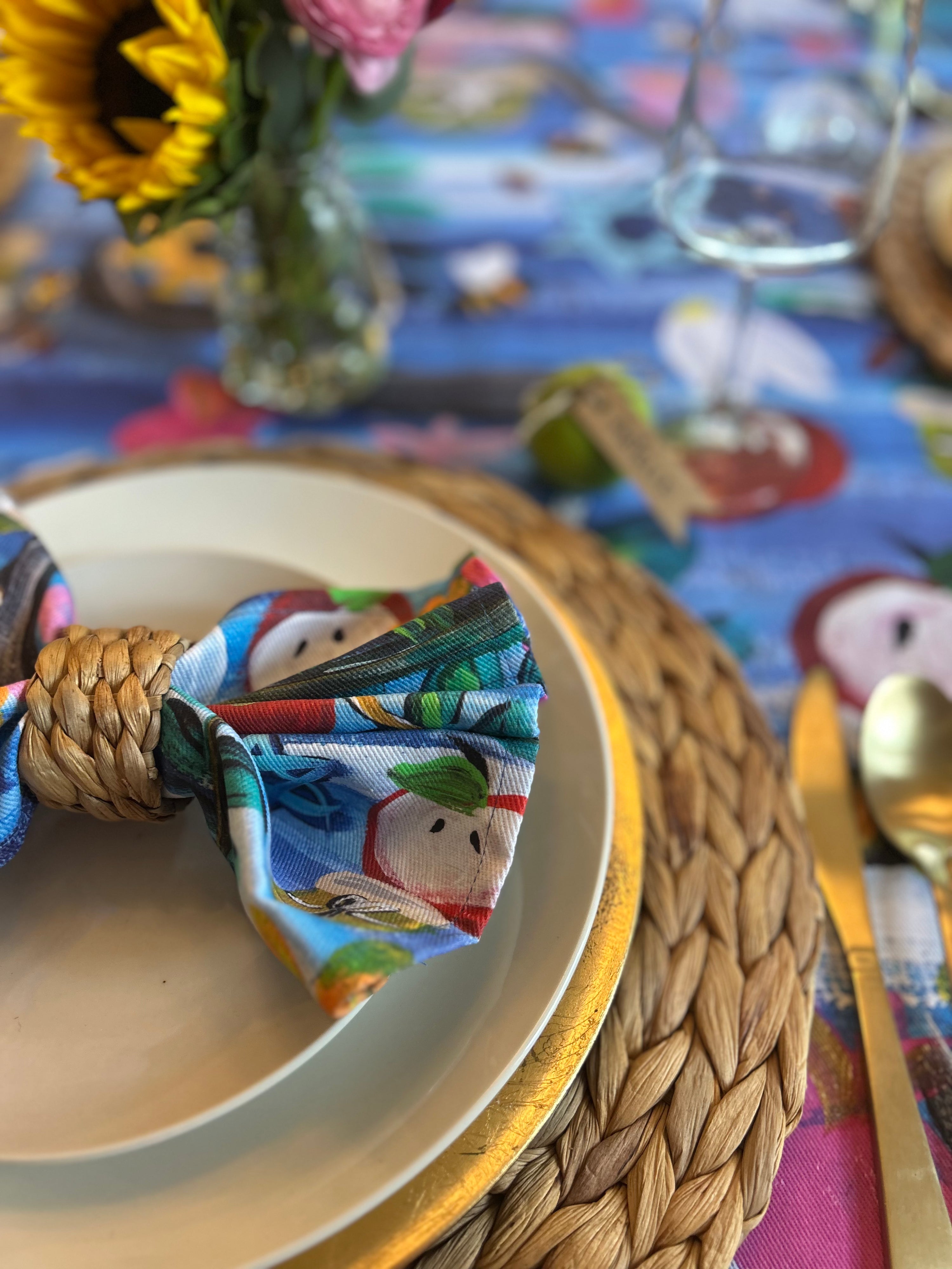 Rosh Hashanah Garden Party Cloth Napkins
