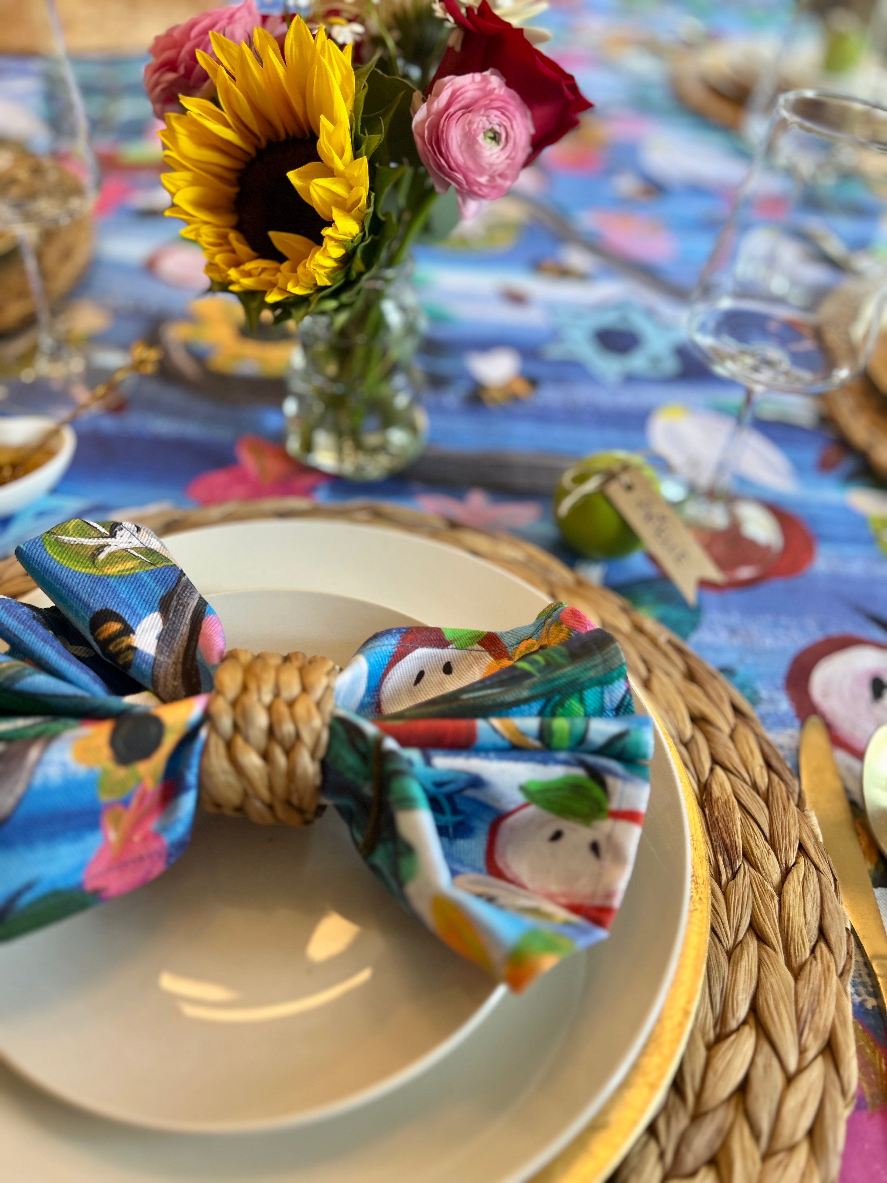 Rosh Hashanah Garden Party Cloth Napkins