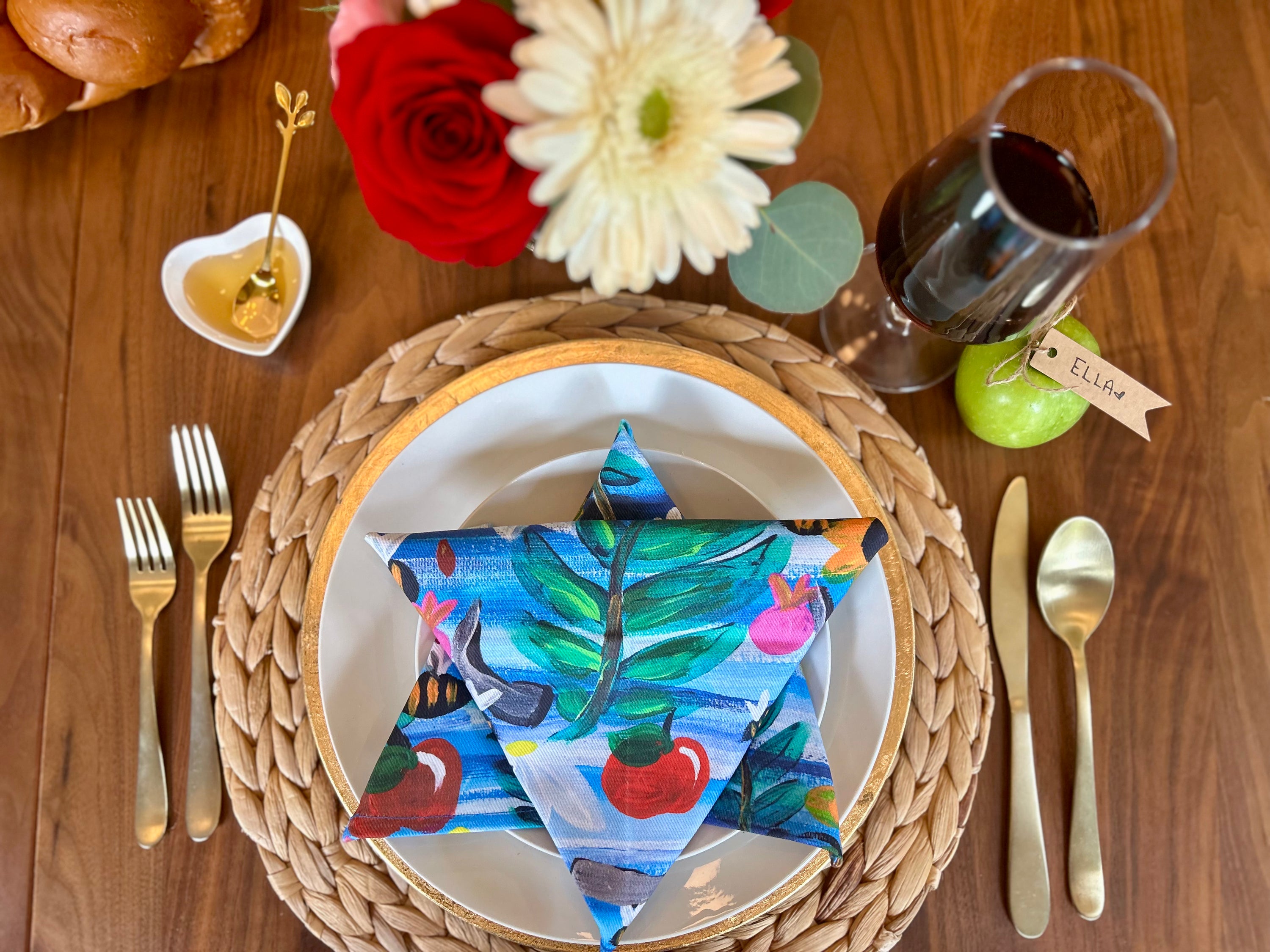 Rosh Hashanah Garden Party Cloth Napkins