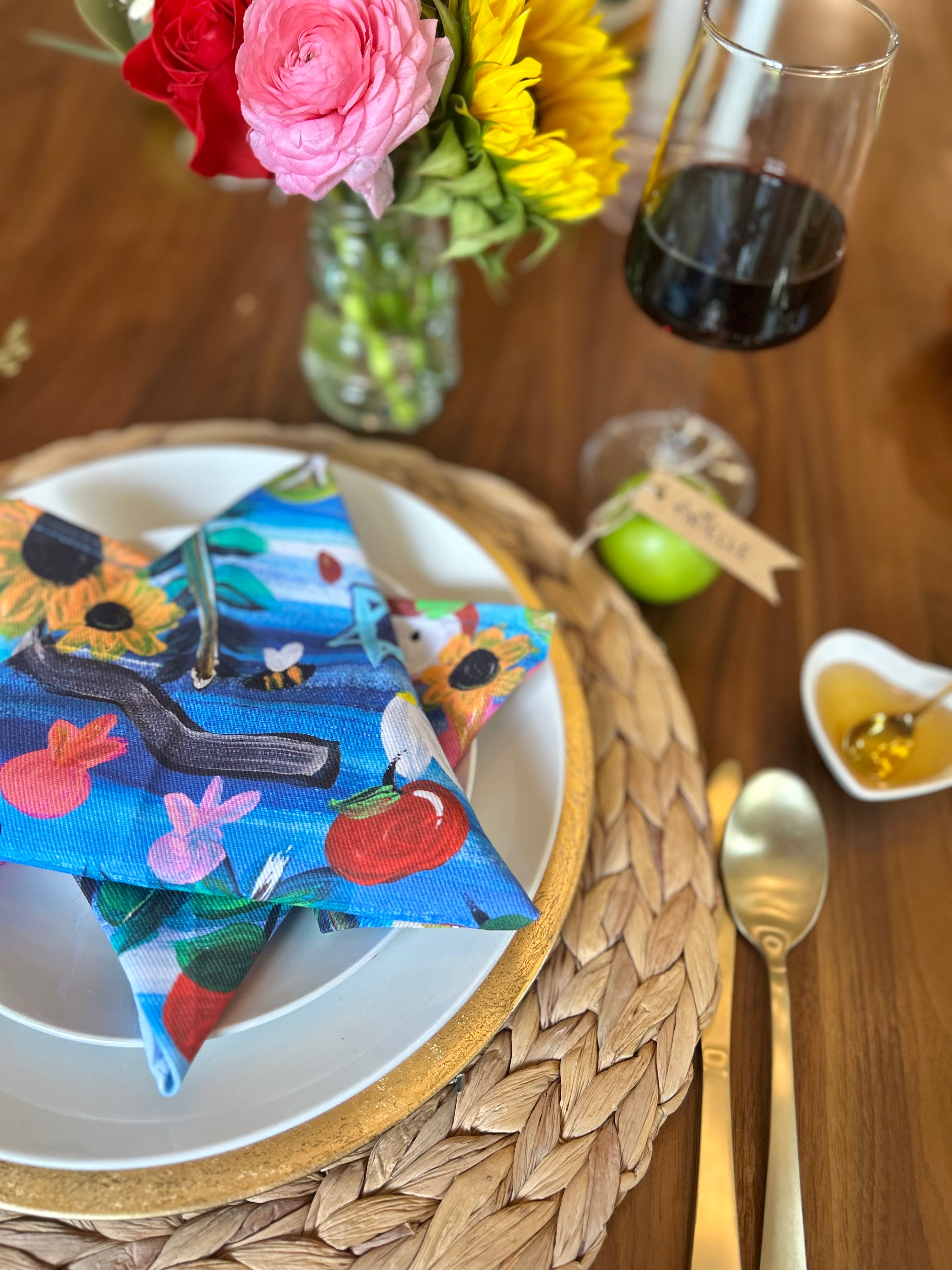 Rosh Hashanah Garden Party Cloth Napkins