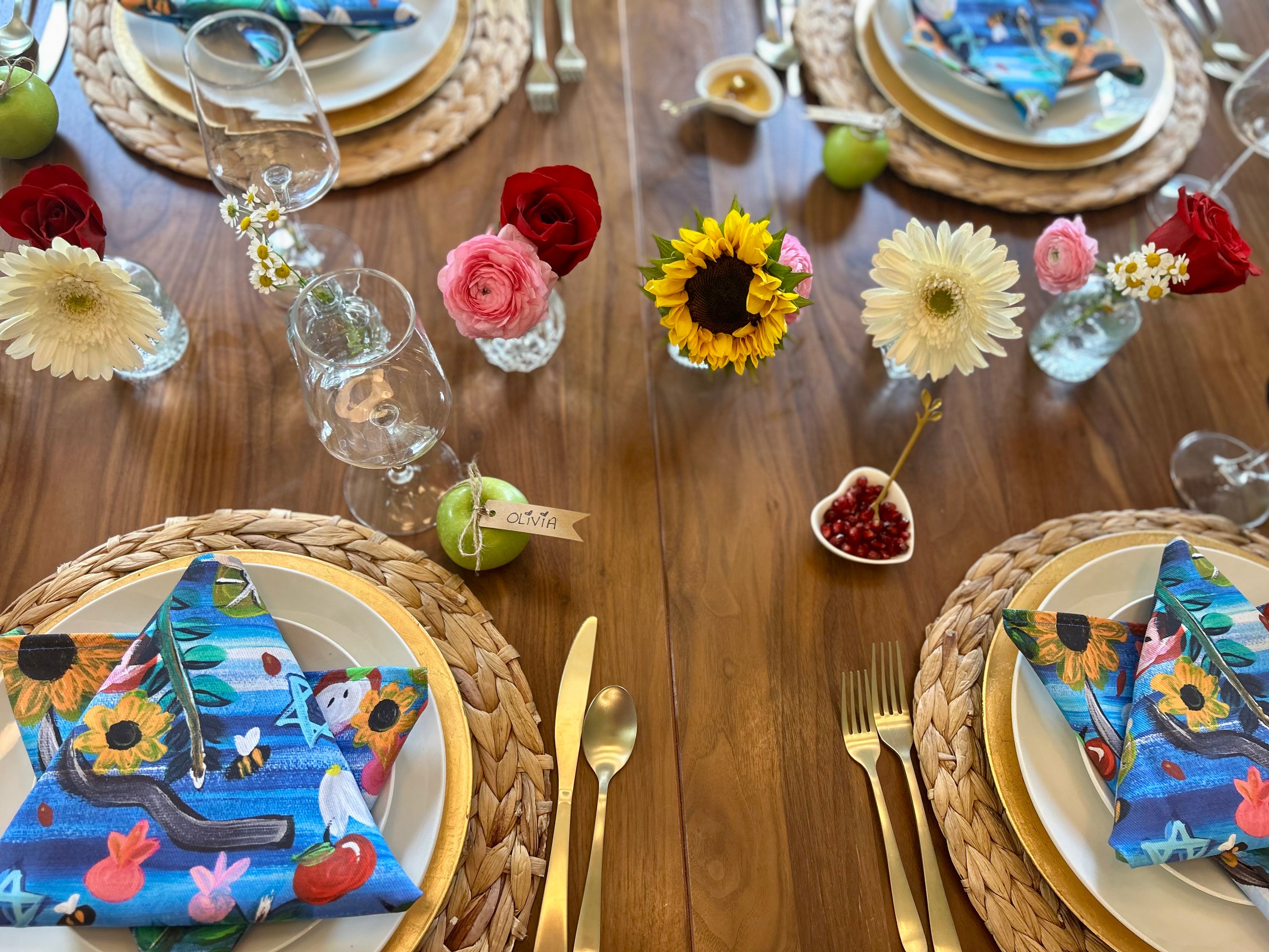Rosh Hashanah Garden Party Cloth Napkins