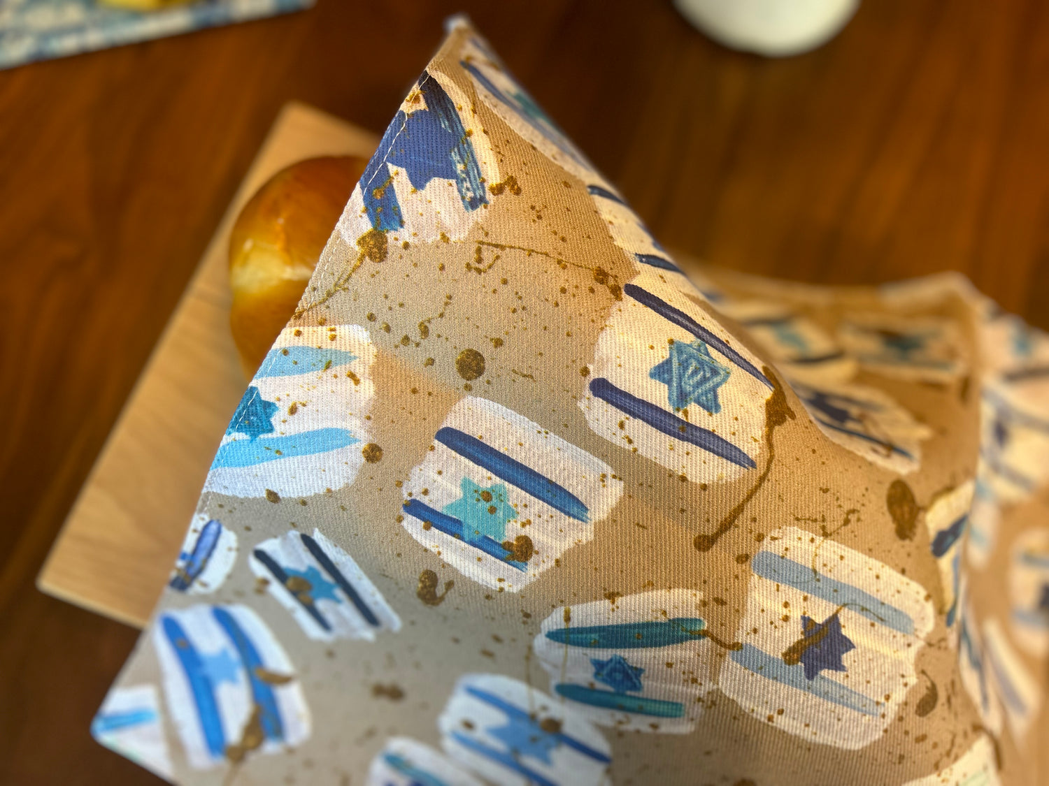 Israel Flag Gold Splatter | Challah Cover