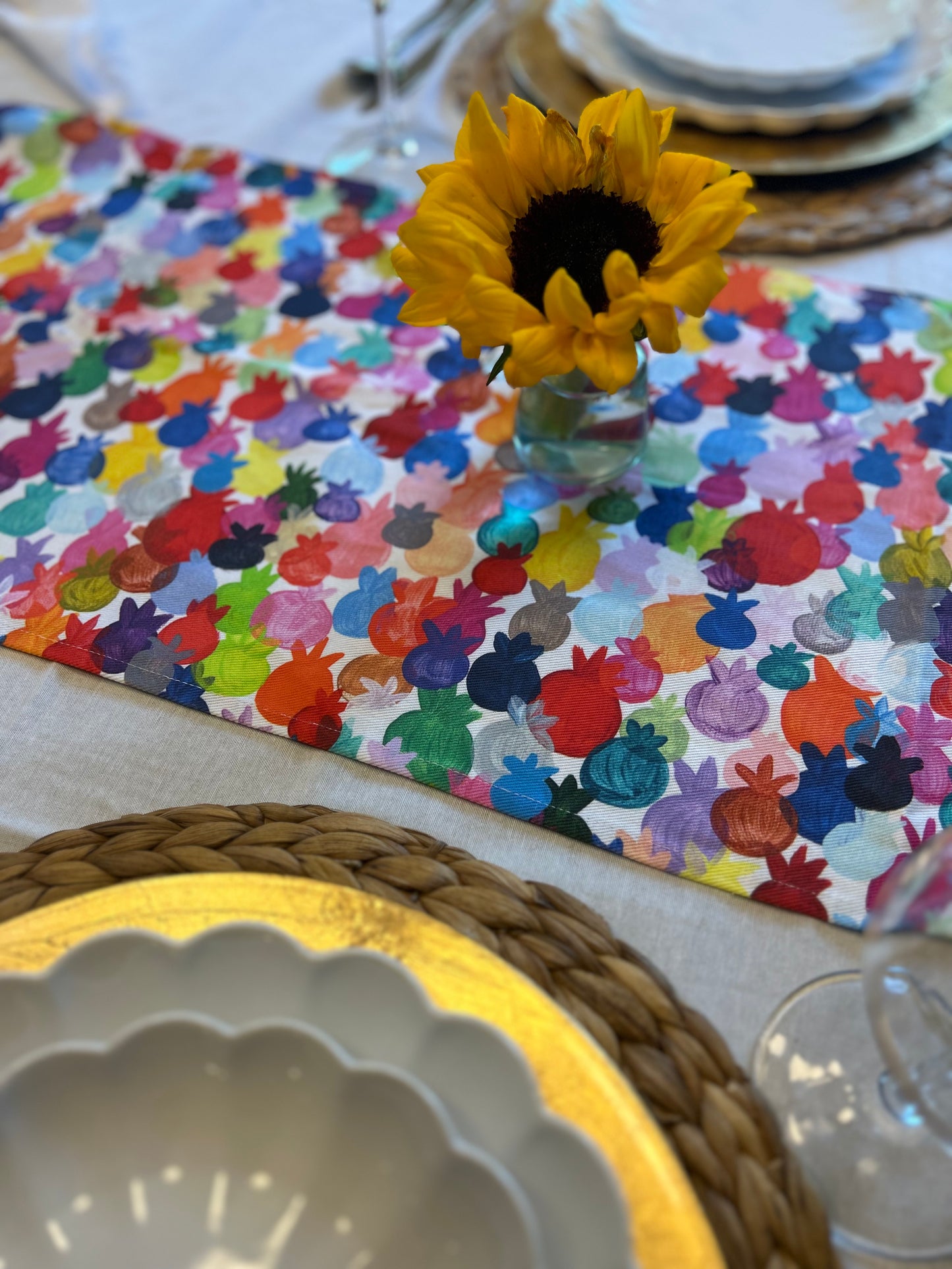 Rainbow Pomegranates Table Runner