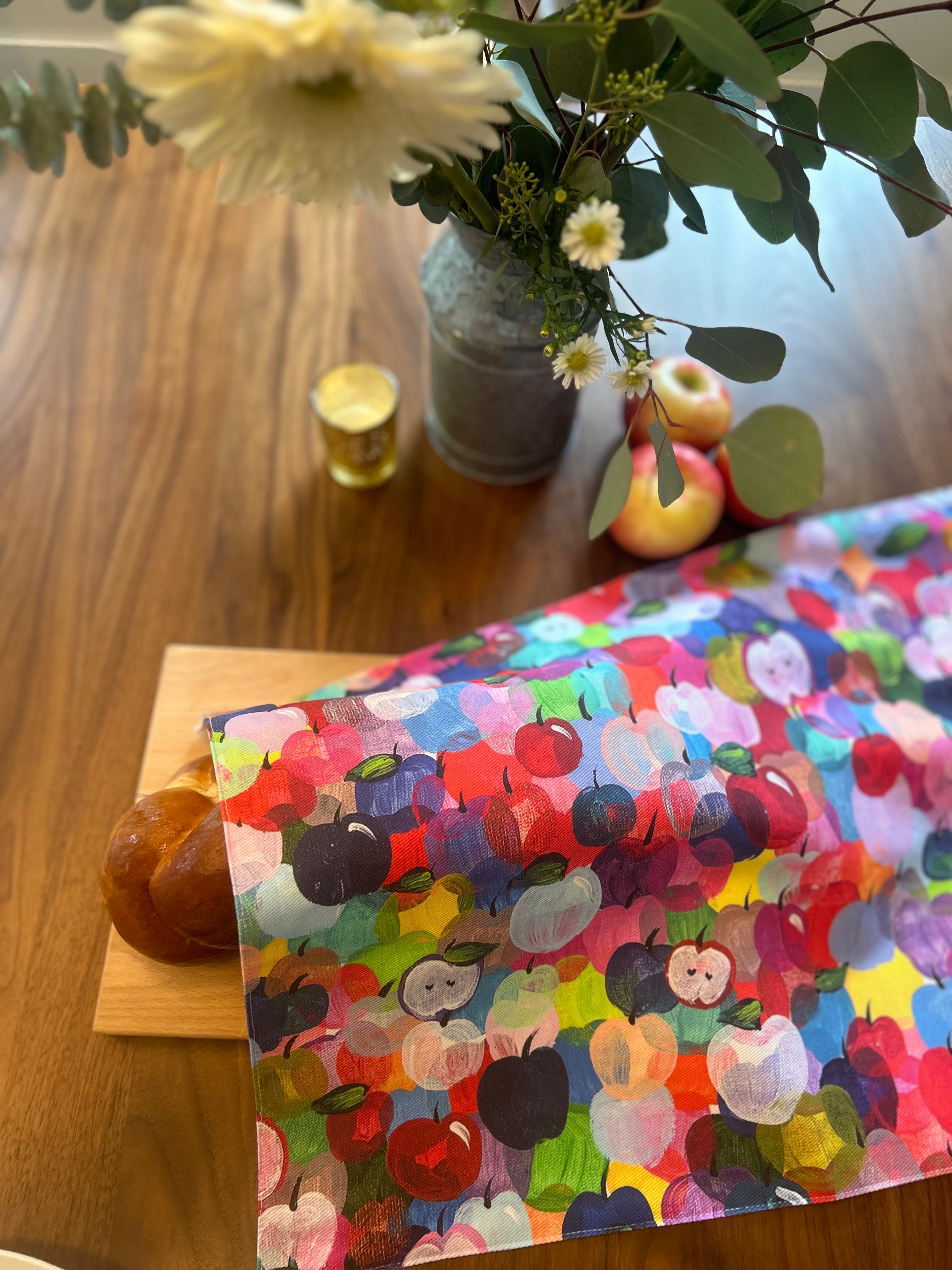 Rainbow Apples Rosh Hashanah Challah Cover