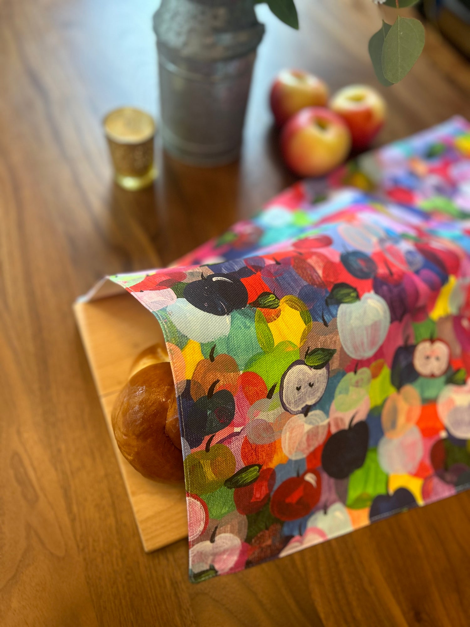Rainbow Apples Rosh Hashanah Challah Cover