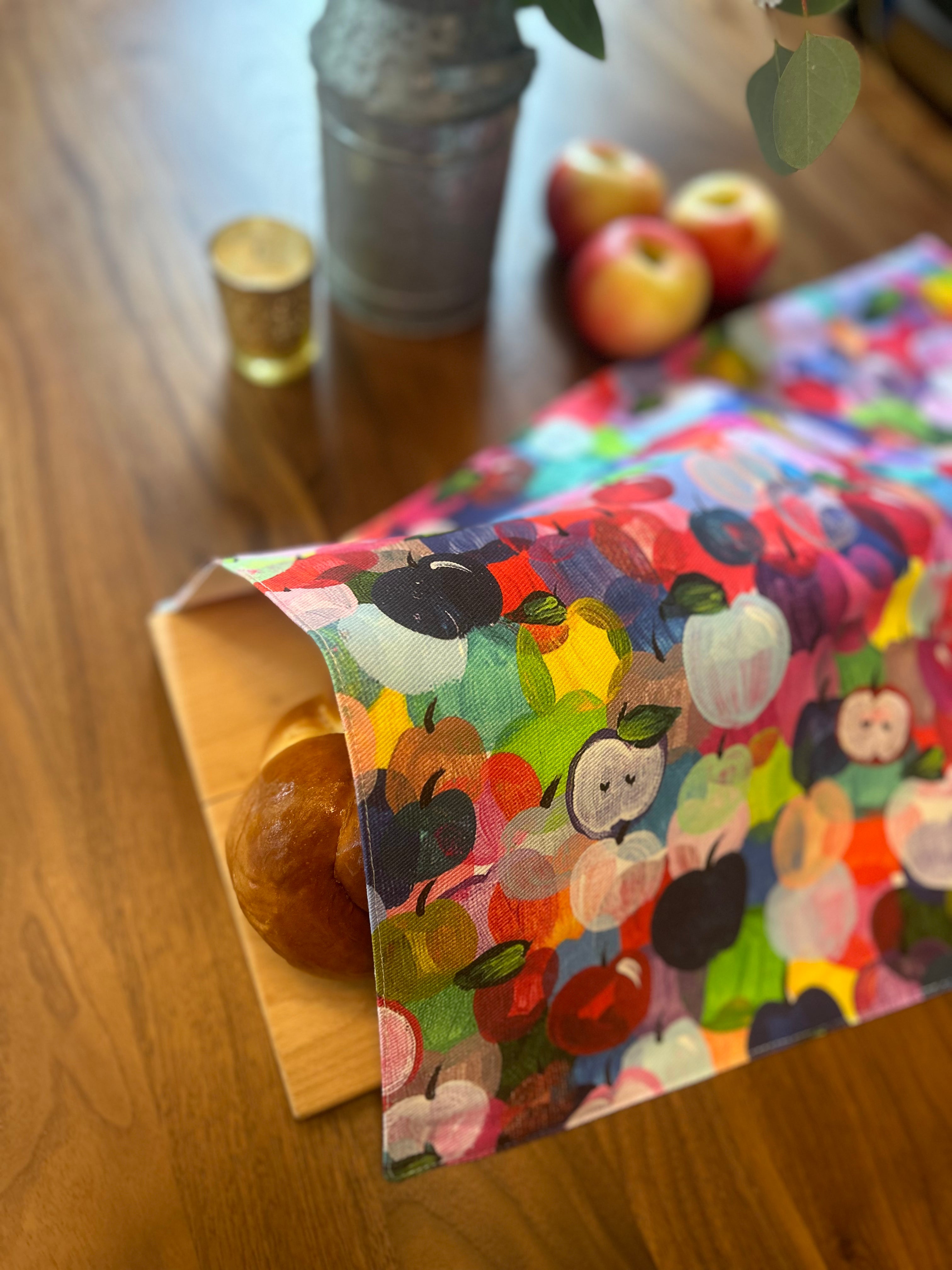 Rainbow Apples Rosh Hashanah Challah Cover