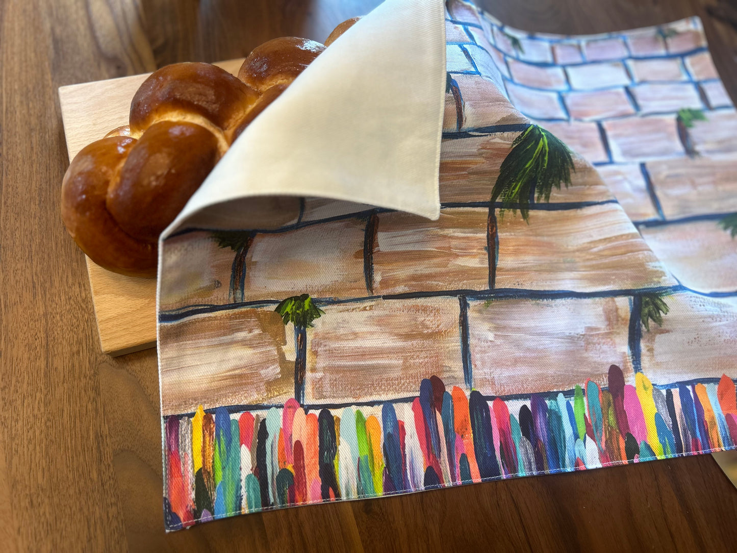 Bright Western Wall Challah Cover