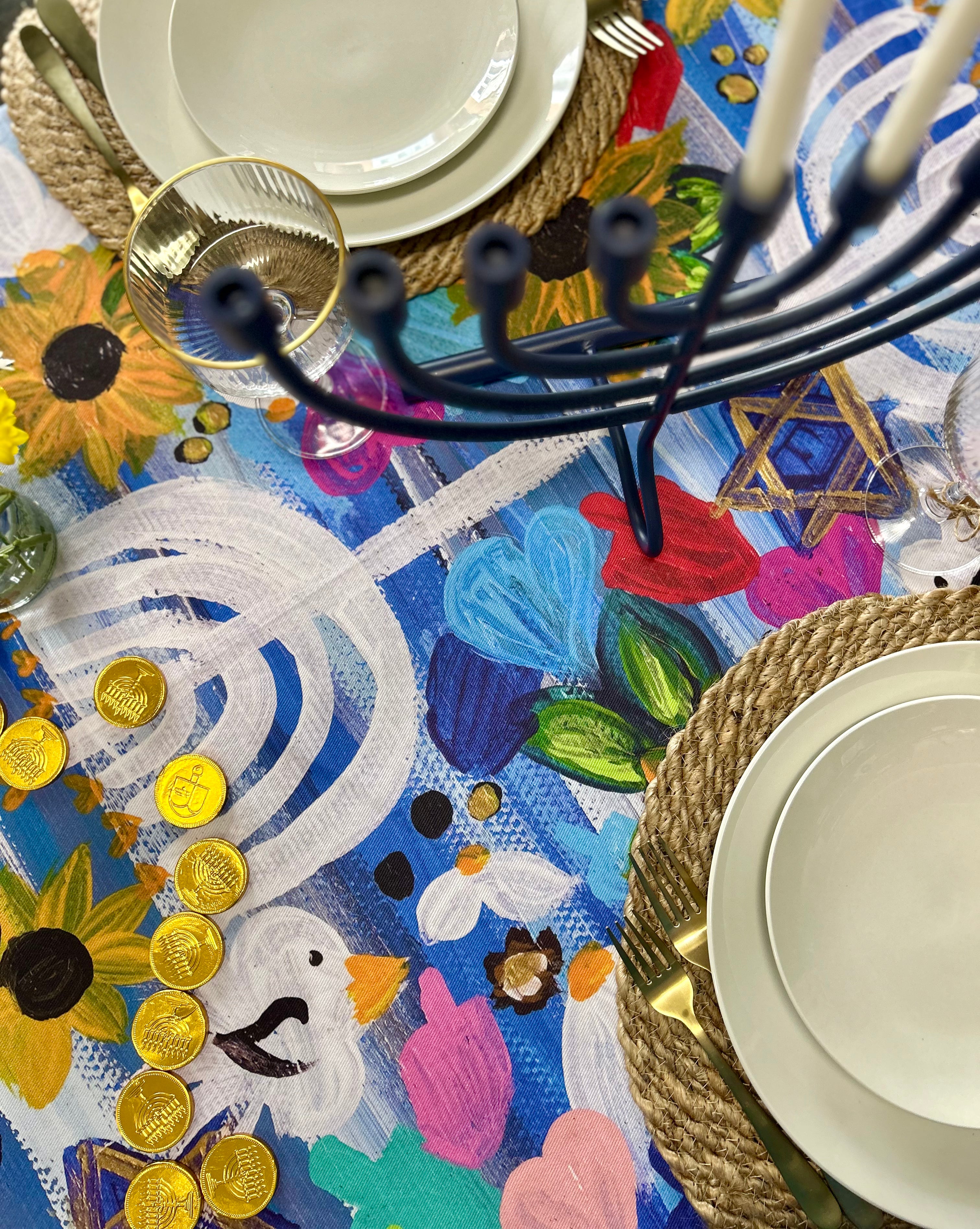 Hanukkah Garden Party Tablecloth