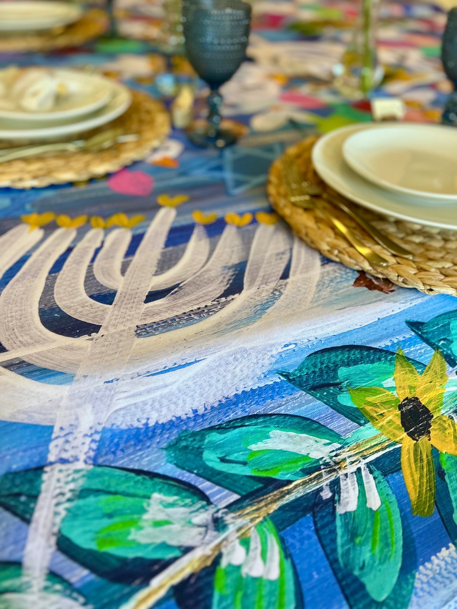 Hanukkah Garden Party Tablecloth