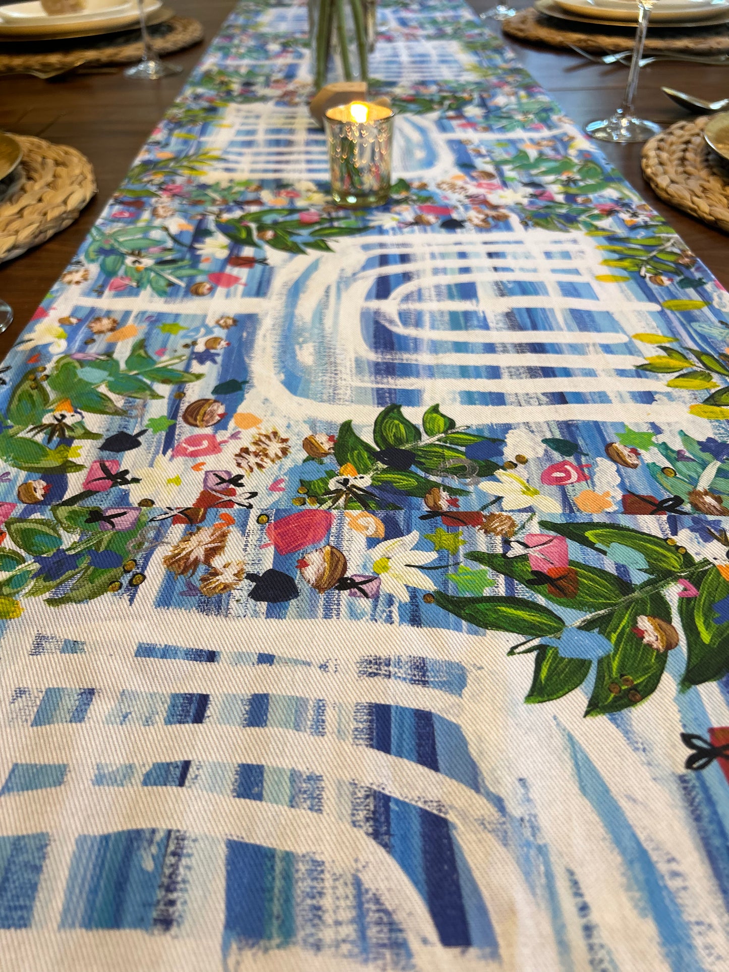 Hanukkah Garden Party Table Runner