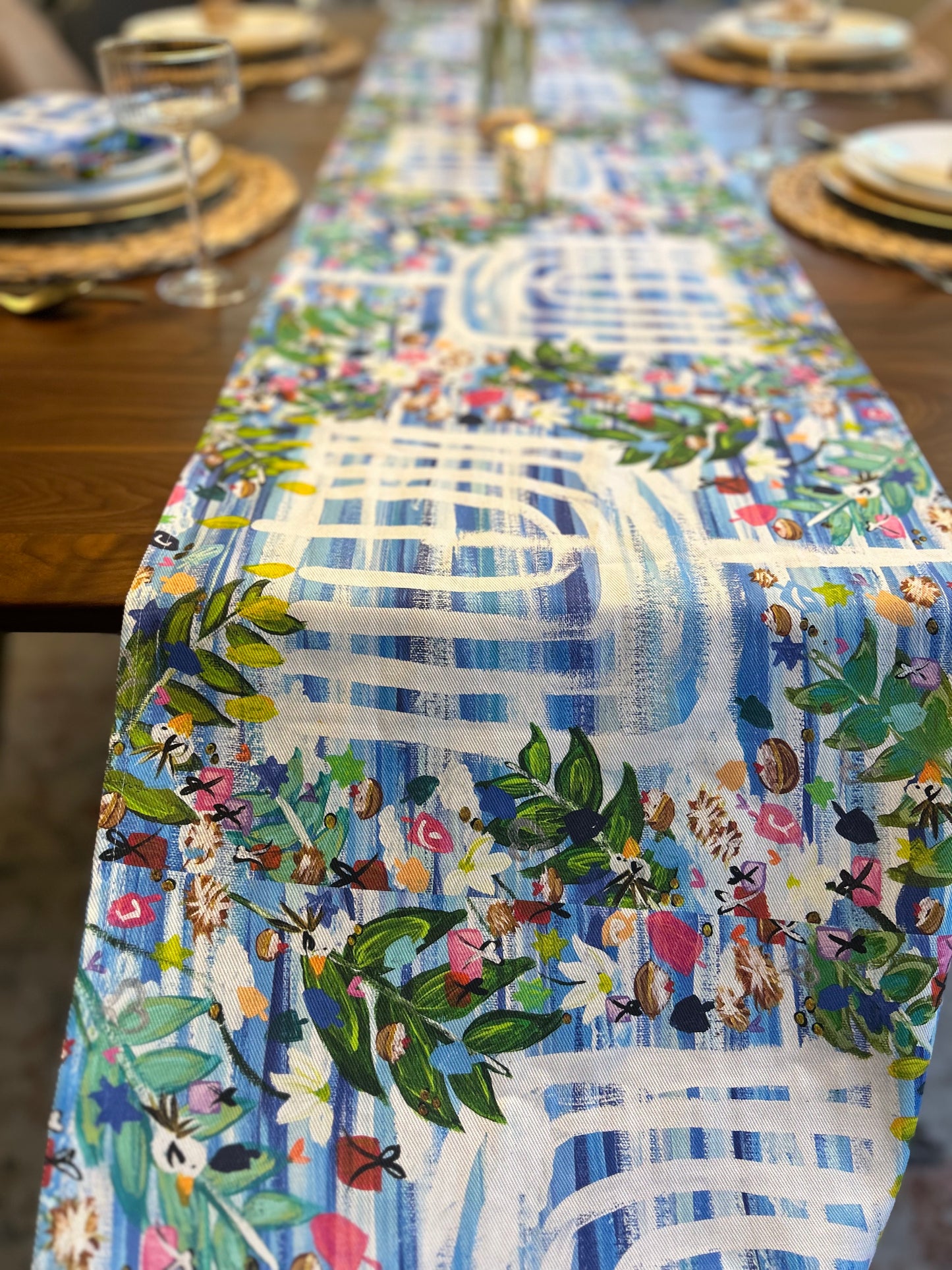 Hanukkah Garden Party Table Runner