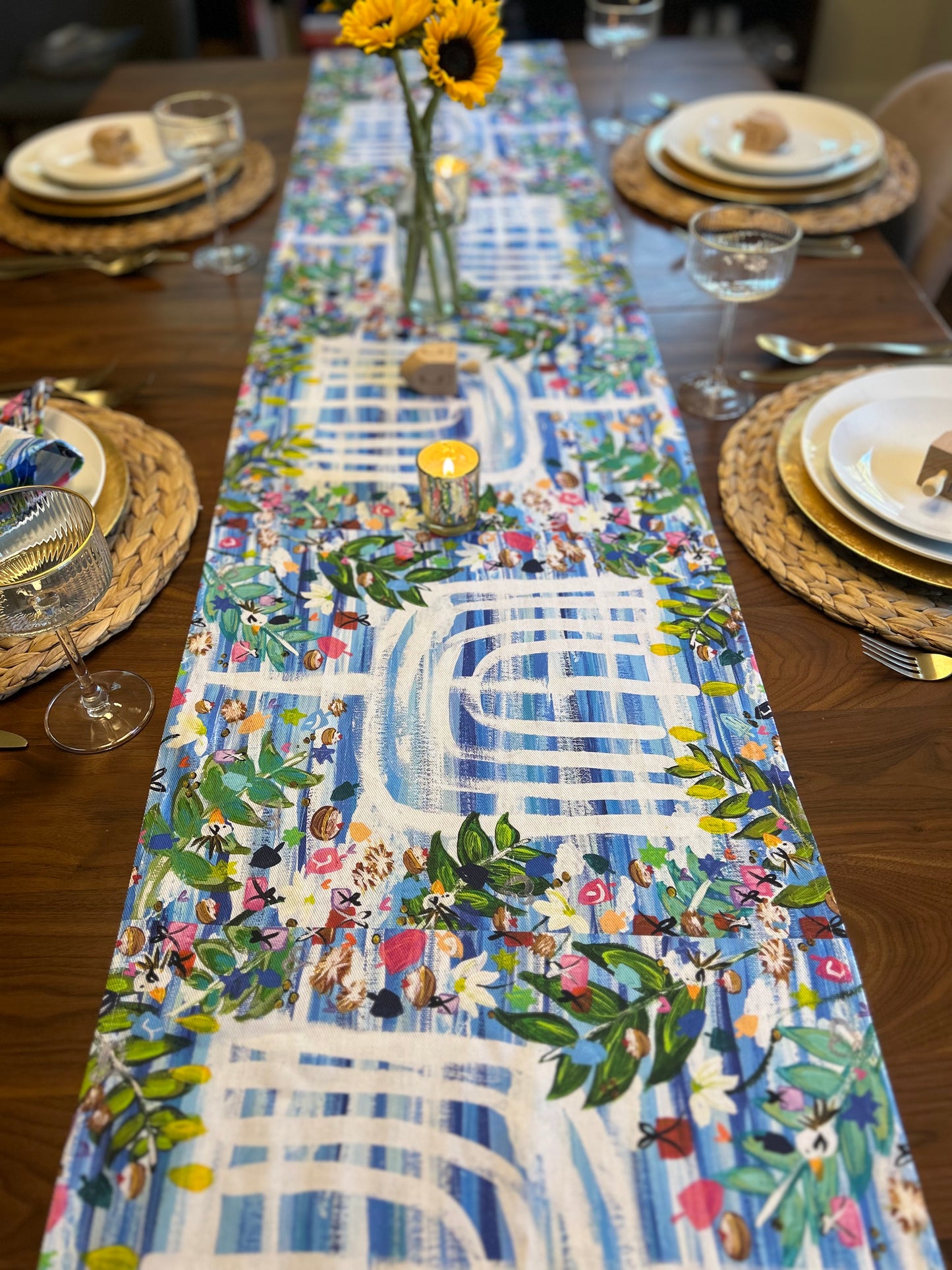 Hanukkah Garden Party Table Runner