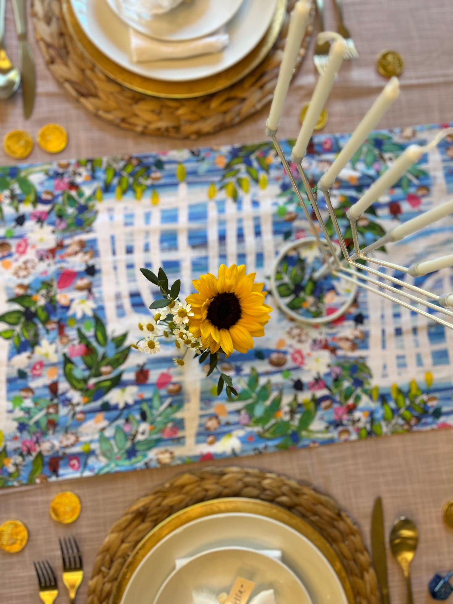 Hanukkah Garden Party Table Runner