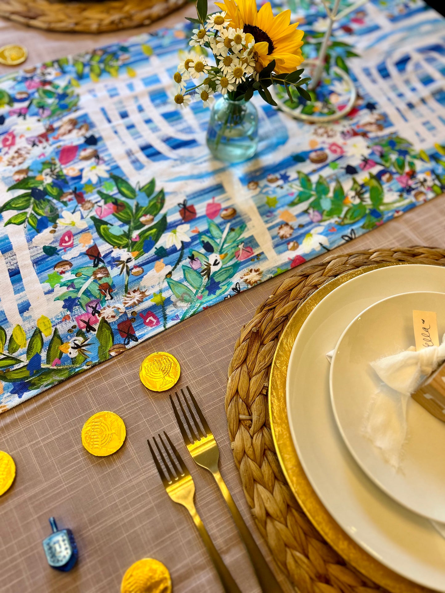 Hanukkah Garden Party Table Runner