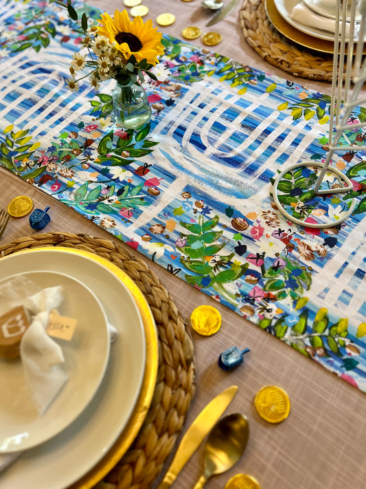 Hanukkah Garden Party Table Runner