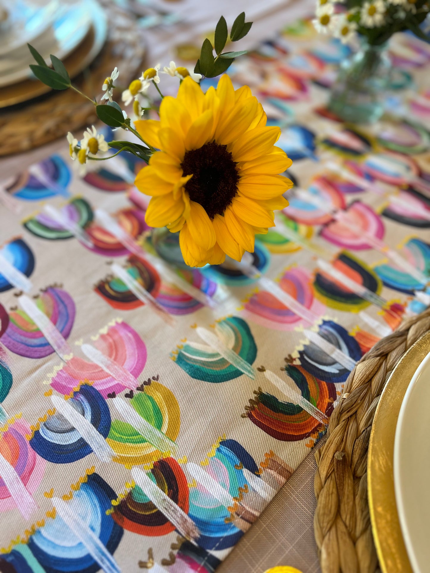 Rainbow Menorahs | Table Runner