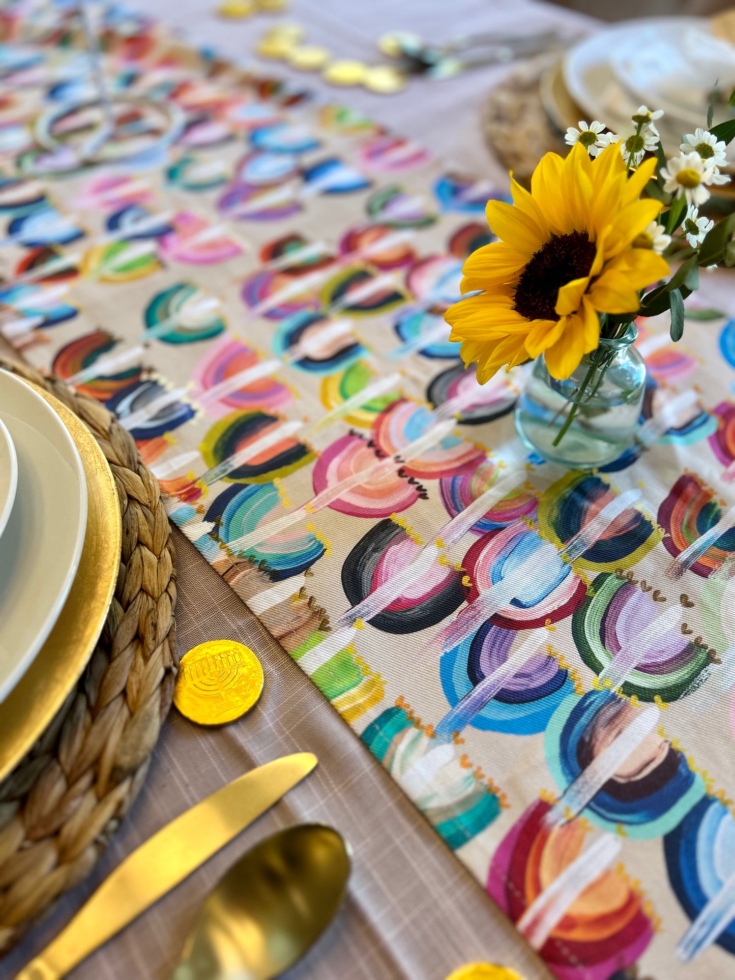 Rainbow Menorahs | Table Runner