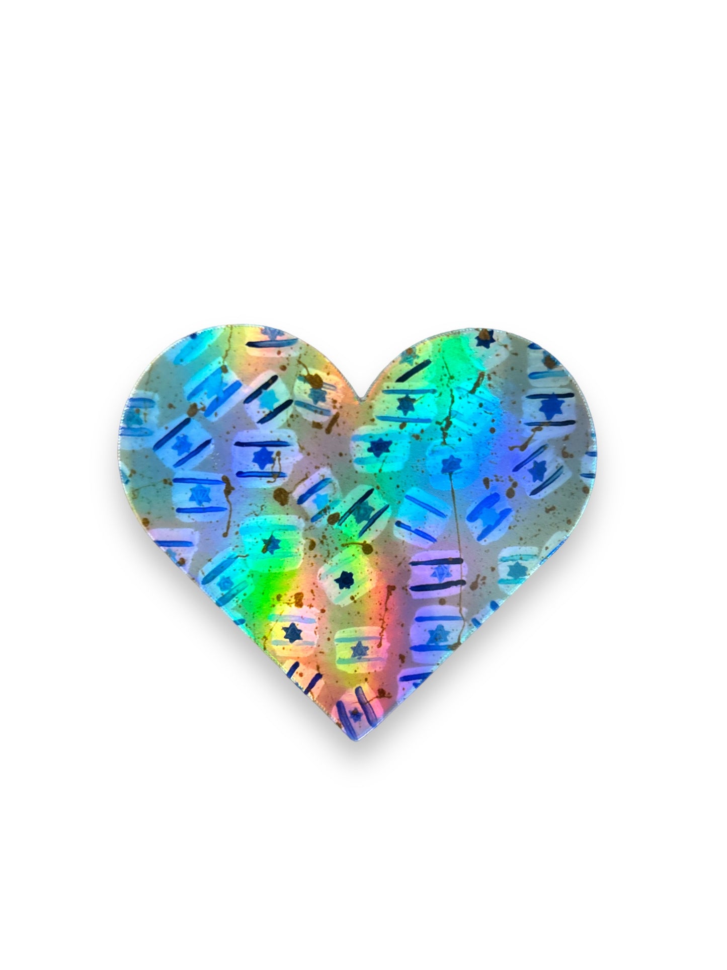 Am Yisrael Chai Heart Holographic Sticker