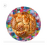 Rainbow Apples glass challah tray with colorful apple artwork for a modern Rosh Hashanah table