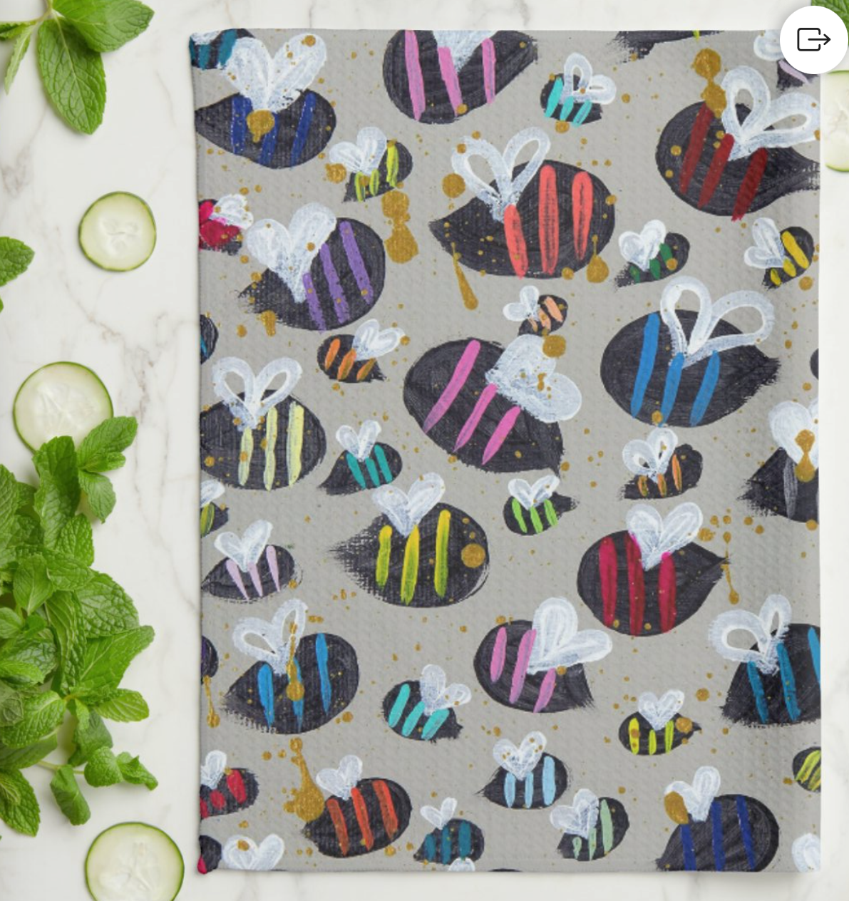 Rainbow Bees Kitchen Tea Towel