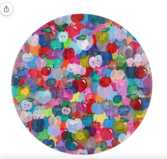 Rainbow Apples | Round Glass Challah Board