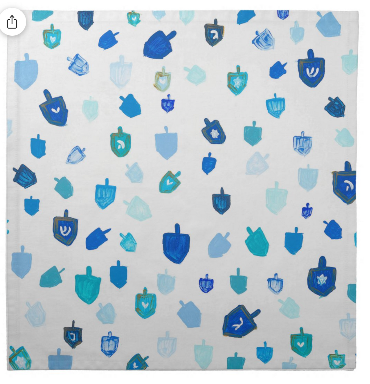 Blue Dreidels Hanukkah Cloth Napkins