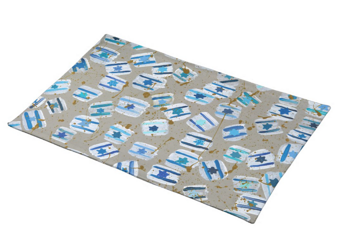 Israel Flag Gold Splatter | Challah Cover