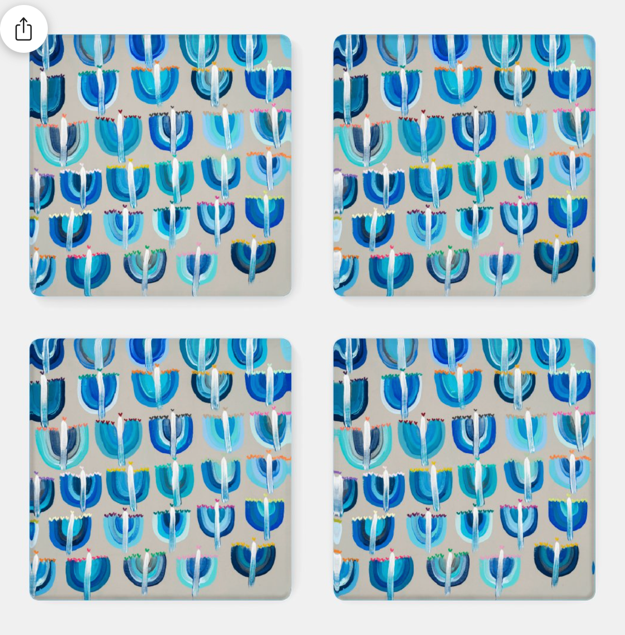 Blue Menorahs | Acrylic Coasters - Set of 4