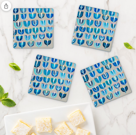 Blue Menorahs | Acrylic Coasters - Set of 4