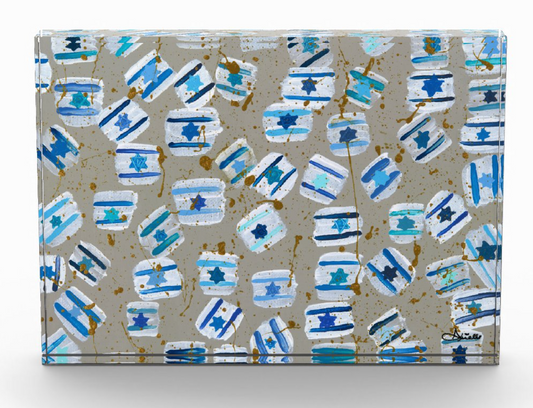 Israel Flag Gold Splatter | Acrylic Art Block