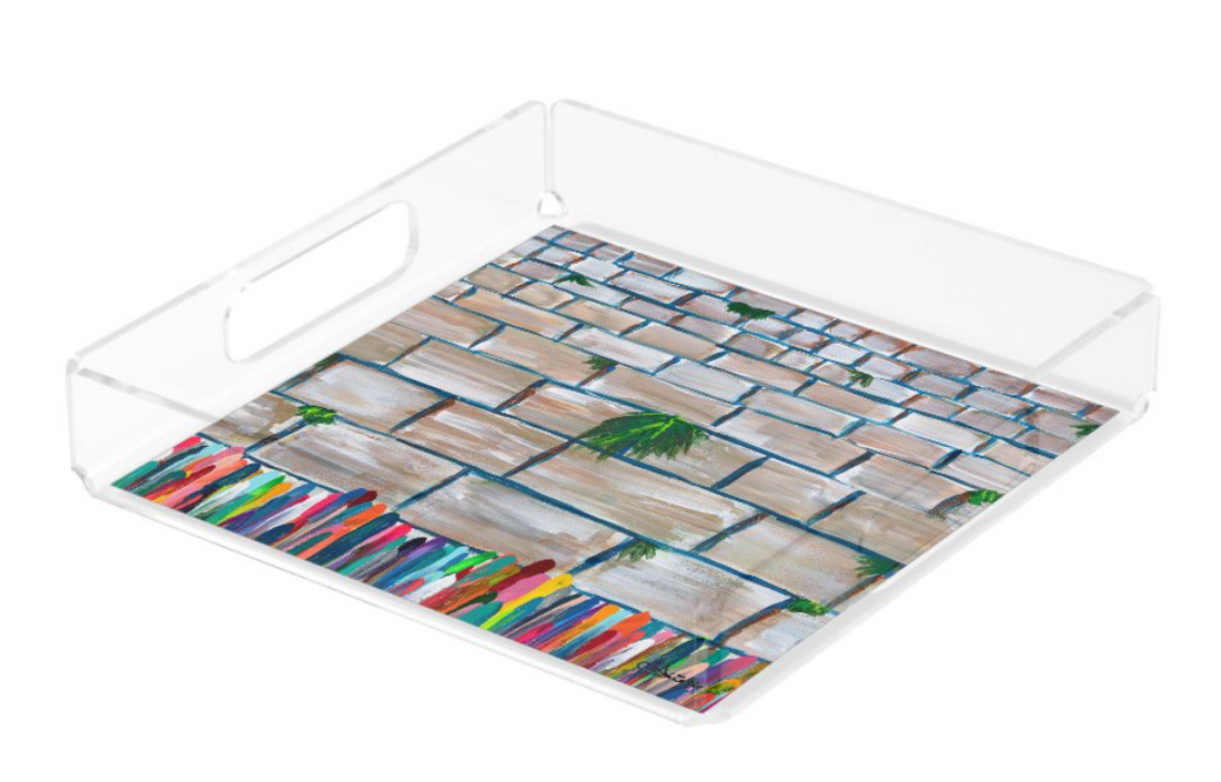 Bright Western Wall Acrylic Matzah Tray