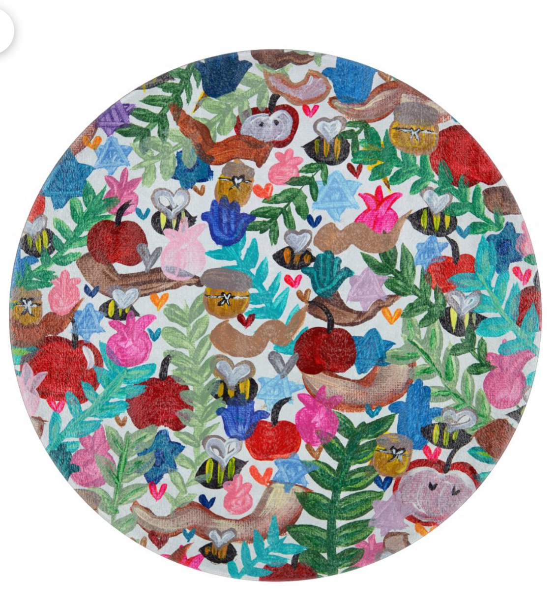 Everything Rosh Hashanah Round Glass Challah Tray