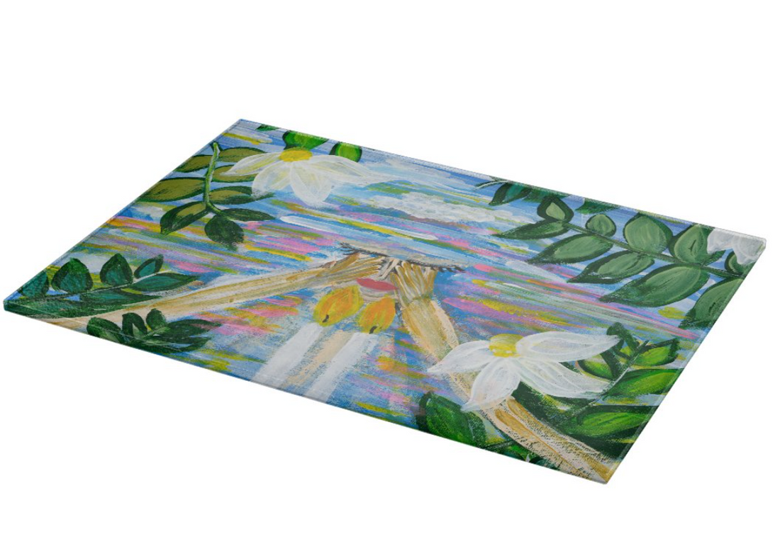 Shabbat Blessings Glass Tray