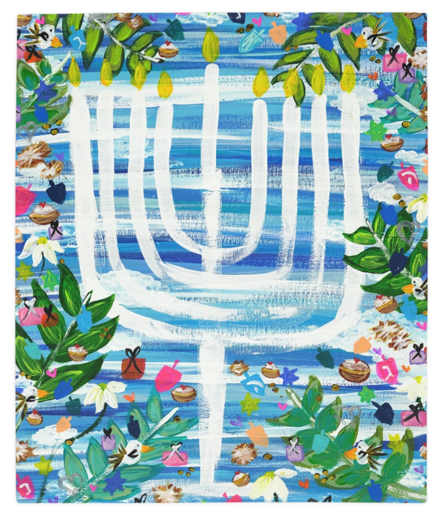 Hanukkah Garden Party Throw Blanket