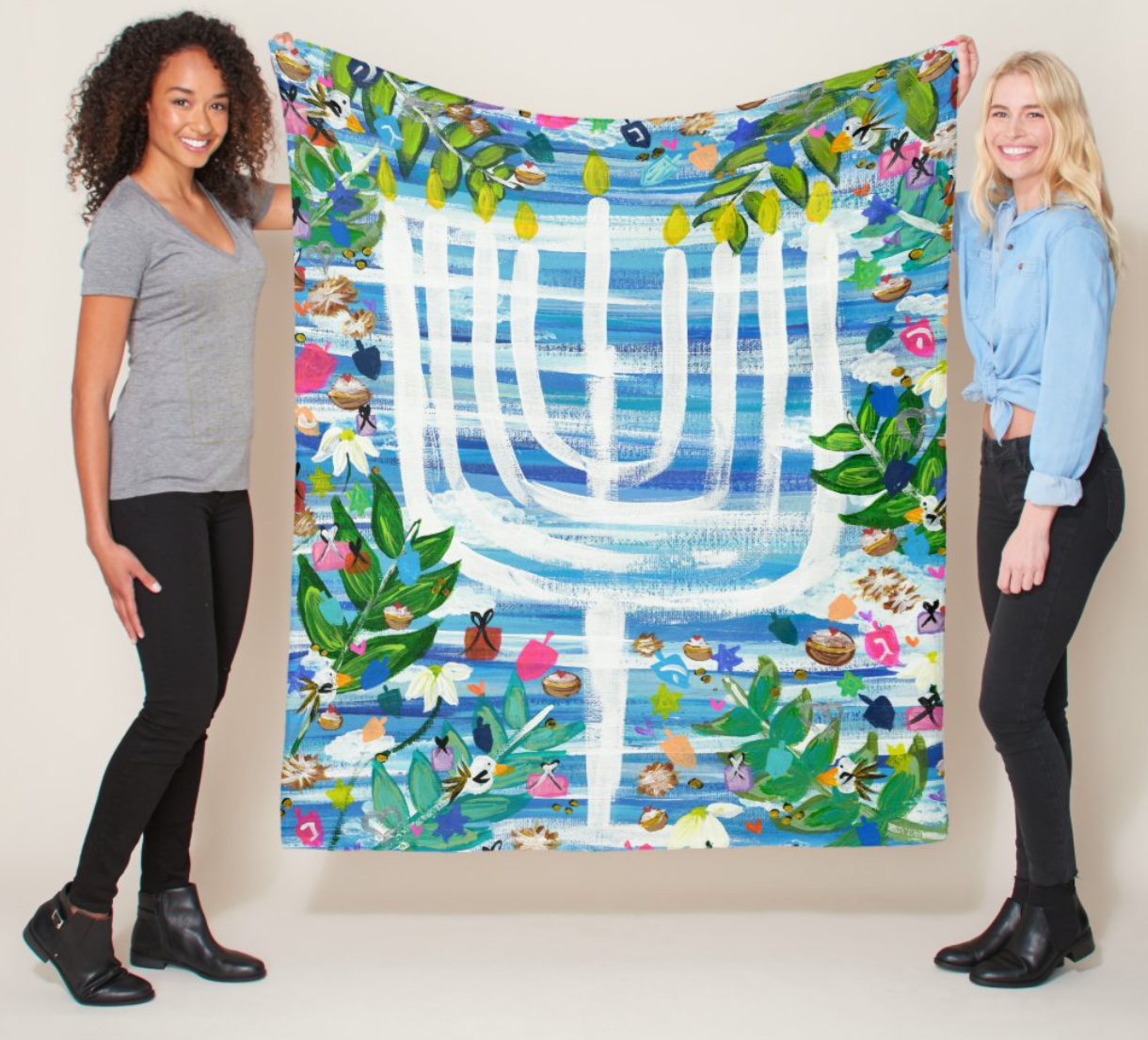 Hanukkah Garden Party Throw Blanket