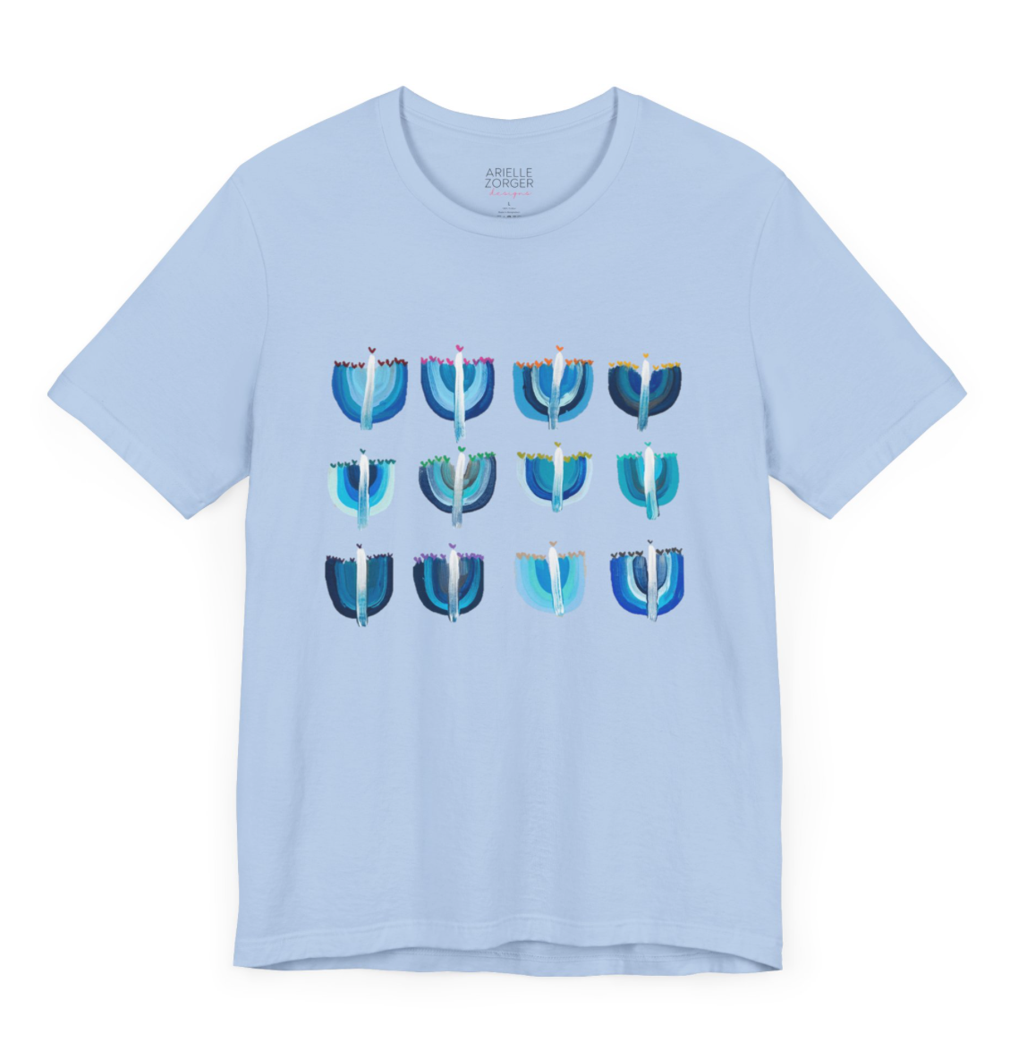 Blue Menorahs Hanukkah Soft Cotton Tee Unisex