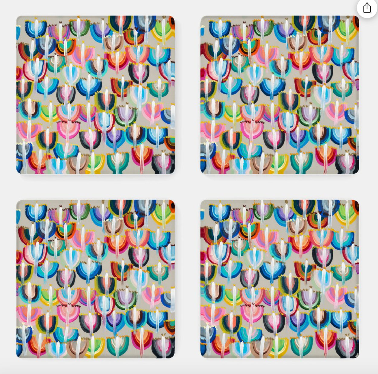 Rainbow Menorahs Hanukkah Acrylic Coasters - Set of 4