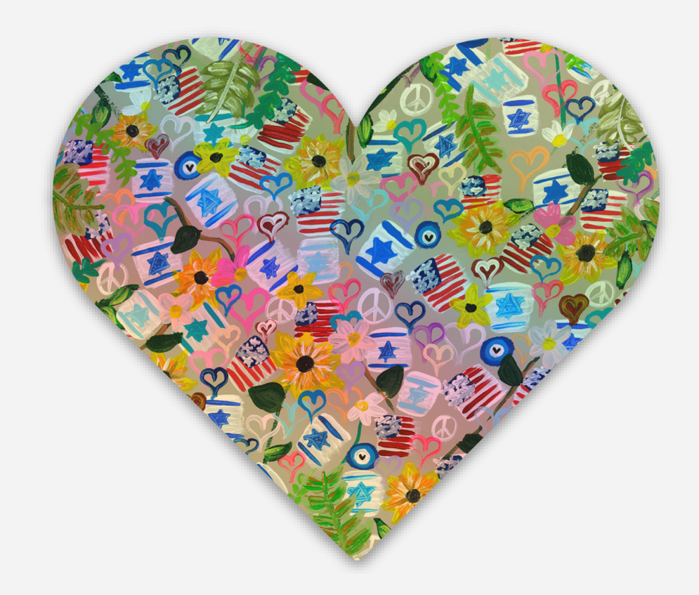 Jewish American Heart Holographic Sticker