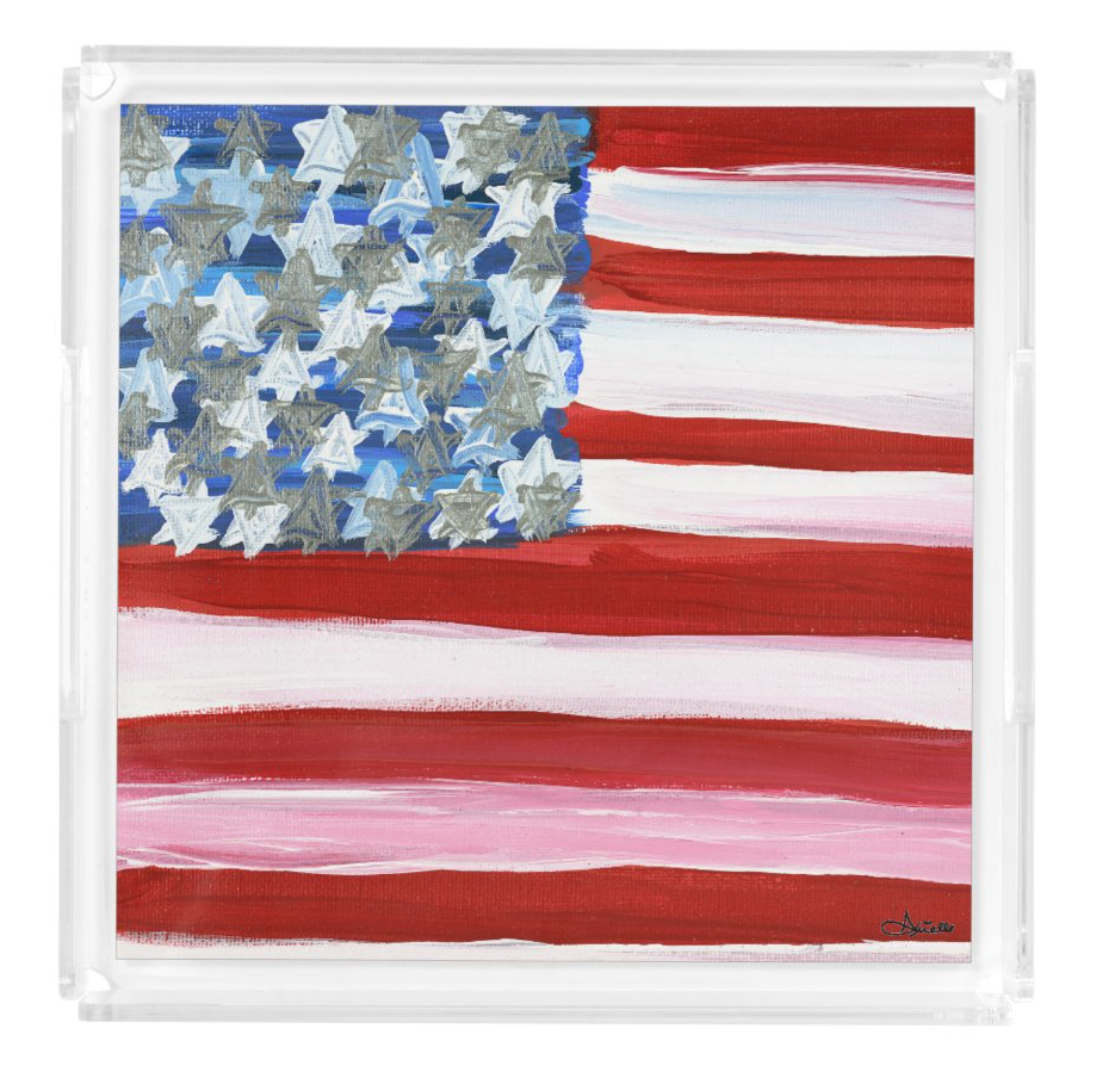 American Flag Jewish Stars Acrylic Tray