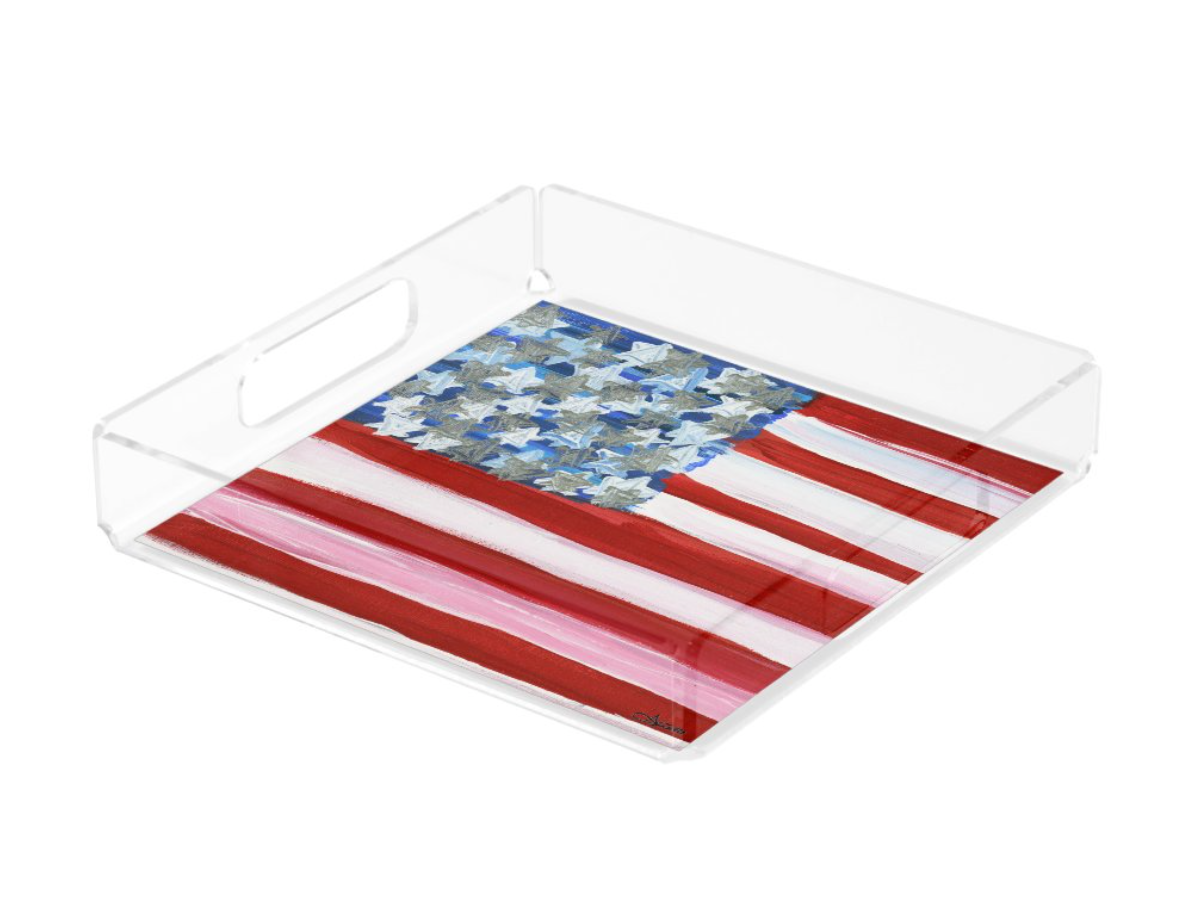 American Flag Jewish Stars Acrylic Tray